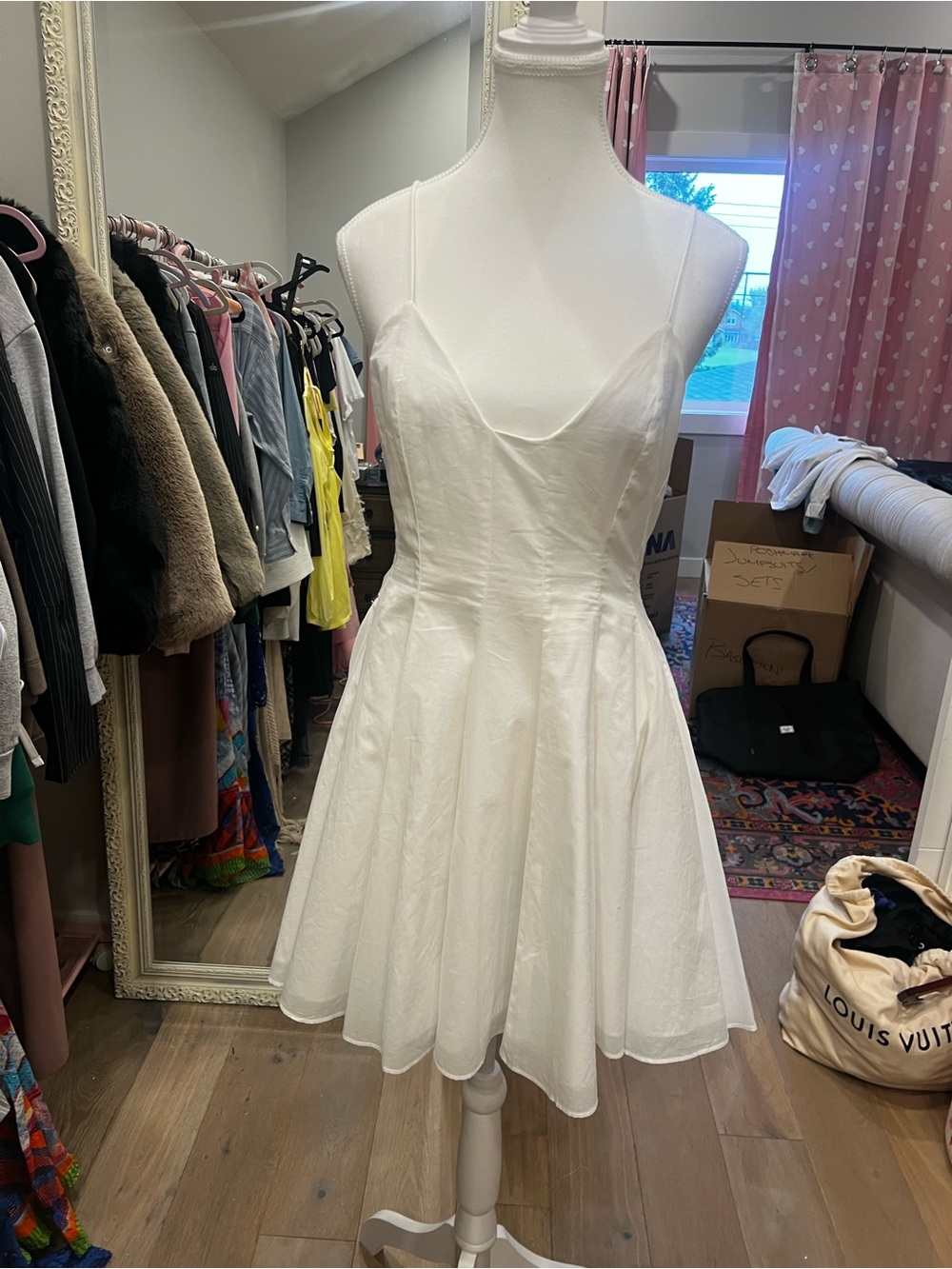 Zara White Spaghetti-Strap Linen sweetheart Dress - Picture 2 of 3